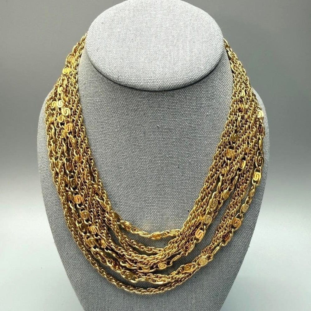 Monet Vintage Multi Strand Gold Tone Flapper Necklace 54" Opera Layering Chic - Picture 2 of 8